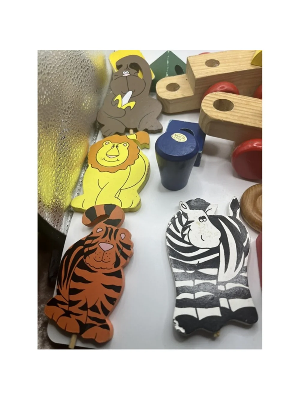 Melissa & Doug Classic Wood Stacking Wooden Blocks TRAIN PARTIAL , ZOO ANIMALS